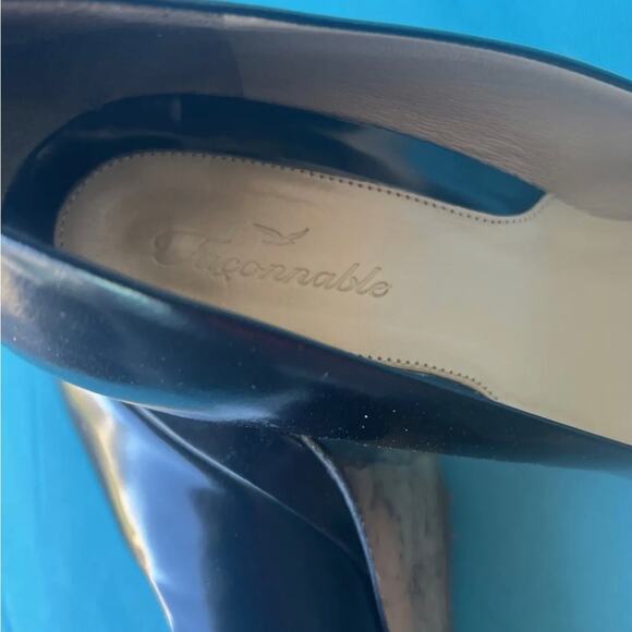 Faconnable Women's Black Patent Leather Peep Open Toe All Leather Italy Size 8 N - Picture 6 of 7